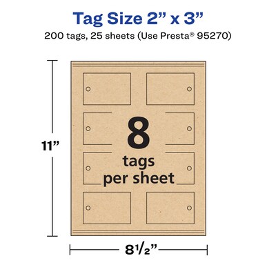 Avery 2" x 3"  Blank Price & Merchandise Tags, Kraft Brown, 200/Carton (95270-KMT25)