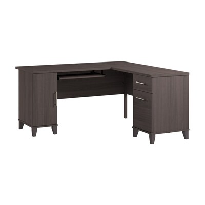 Bush Home Somerset 60W L Shaped Office Desk with Storage, Storm Gray (WC81530K)