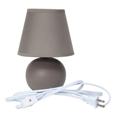 Simple Designs Compact Ceramic Globe 8.66" LED Table Lamp, Gray (LT2008-GRY-LB)