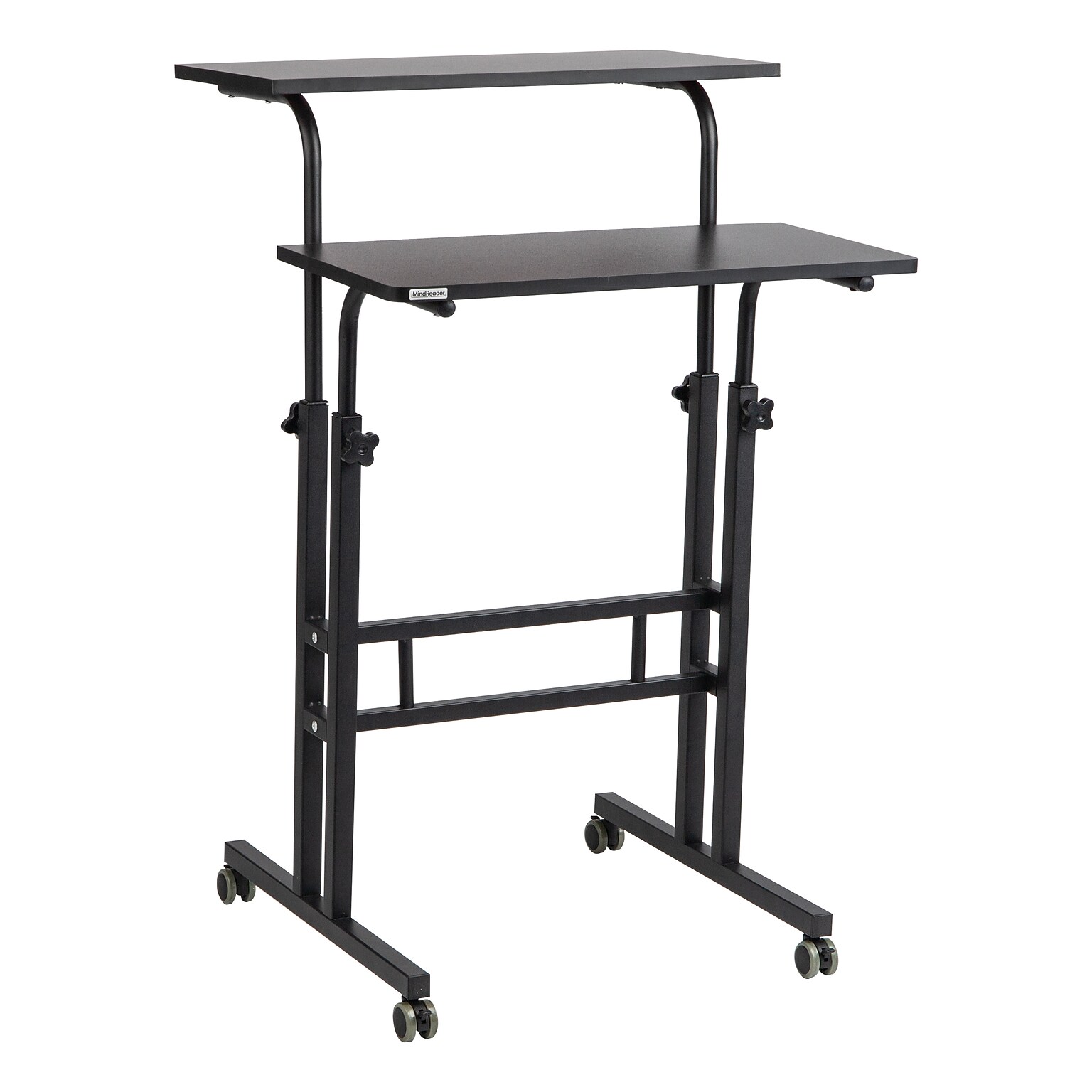 Mind Reader 27.5- 39 Mobile Adjustable Sit/Stand Desk, Black (SDROLLXL-BLK)