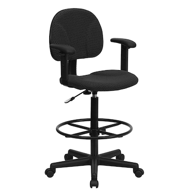 Flash Furniture Fabric And Fire-Retardant Foam Drafting Chair, Patterned Black (BT-659-BLK-ARMS-GG)