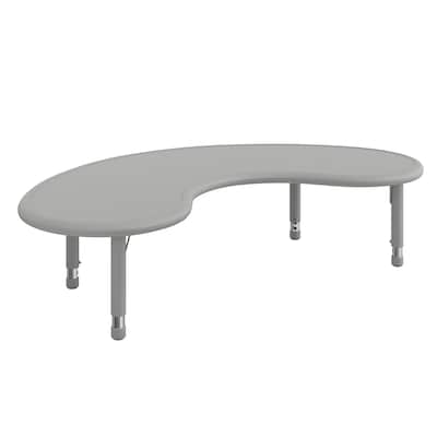 Flash Furniture Wren Half Moon Activity Table, 35 x 65, Height Adjustable, Soft Gray (YUYCX042MOONSGY)