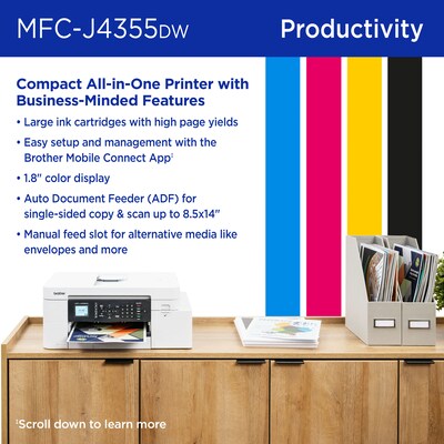 Brother INKvestment  MFC-J4355DW Wireless Color All-In-One Inkjet Printer, Best for Home Office