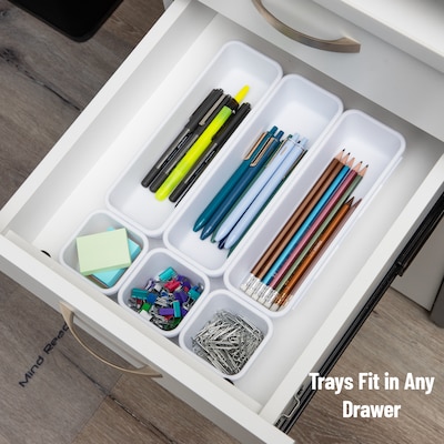 Mind Reader 8-Piece Plastic Drawer Organizer, White (8INTBOX-WHT)