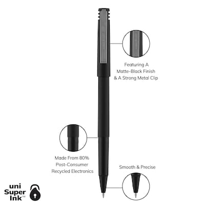 uni-ball Rollerball Pens, Micro Point, Black Ink, Dozen (60151)