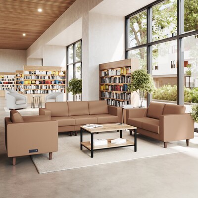 Flash Furniture Hercules Artemis LeatherSoft Reception Set, Cognac, 3-Pieces (ZB8921SETCOGNAC)