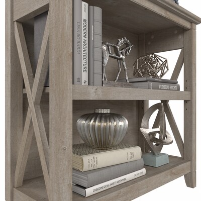 Bush Furniture Key West 30"H 2-Shelf Bookcase with Adjustable Shelf, Washed Gray (KWB124WG-03)