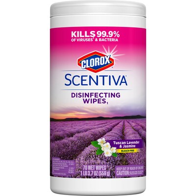 Clorox Scentiva Disinfecting Wipes, Floral, 70/Canister (31629)