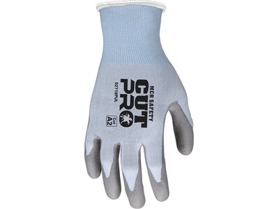 MCR Safety Cut Pro Hypermax Fiber/Polyurethane Work Gloves, Blue/Gray, M, Pair (92718PUM)
