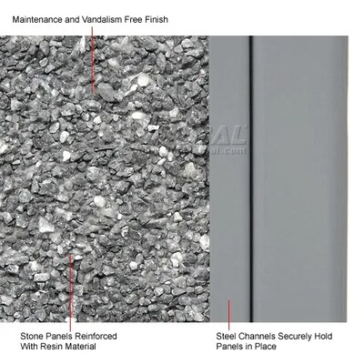 Global Industrial Stone Panel Trash Weather Urn, 24 Gallon Capacity, 17-1/2"W x 17-1/2"D x 36"H, Gray (238241GY)