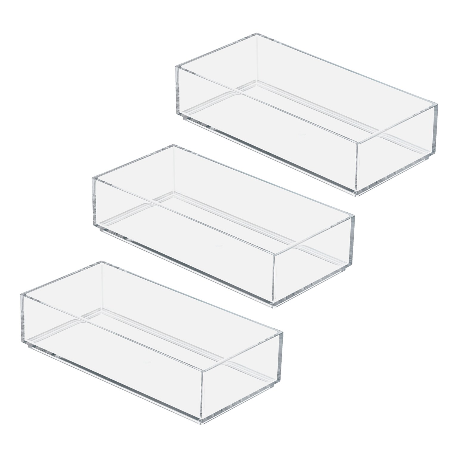 iDesign Clarity Plastic Drawer Organizer, Clear, 3/Set (28984M3)