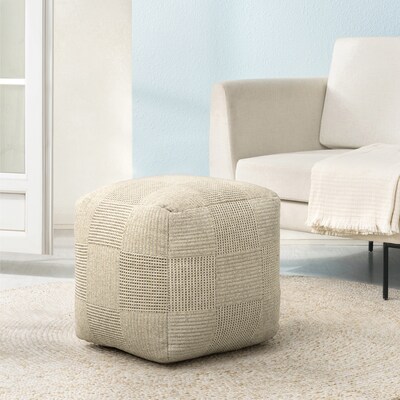 Anji Mountain Branford Ivory Natural Fabric Square Pouf Ottoman (AMBPF106-1818)