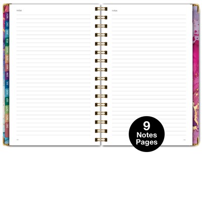 2026 Global Printed Products 5.5" x 8" Weekly & Monthly Planner, Paperboard Cover, Rainbow Gold Marble (FSHN-CY26-58-36)