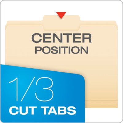 Pendaflex File Folder, 1-Tab, Letter Size, Manila, 100/Box (R752 1/3-2)
