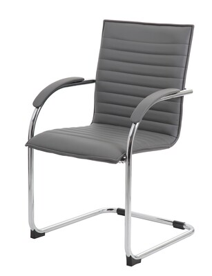 Boss Office Products Chrome Frame, Grey Vinyl Side Chair, 2 Pack (B9536GY2)