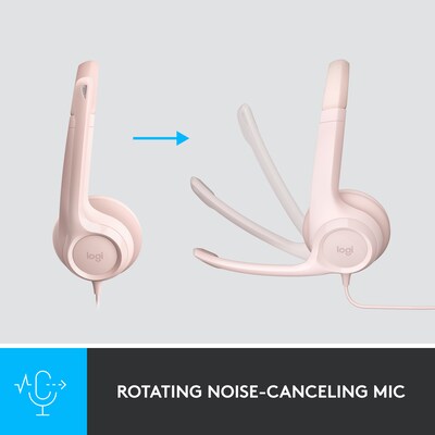 Logitech H390 Noise Canceling Stereo Headset, Rose (981-001280)