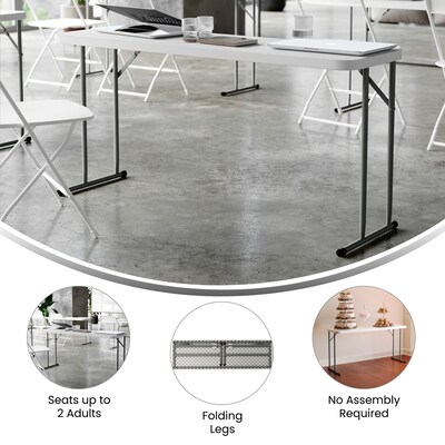 Flash Furniture Kathryn 5' x 18" Plastic Folding Table, Granite White (RB1860)