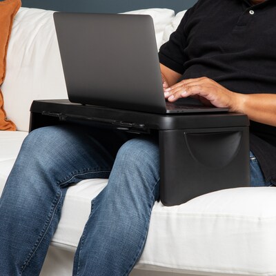 Mind Reader Anchor Collection 11.25 x 18.25 Plastic Portable with Storage Lap Desk, Black (LAPSTOR