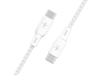 Belkin BoostCharge USB Type-C to USB Type-C Charging Cable, 6.6 ft., White, 2/Pack (CAB014bt2MWH2PK)