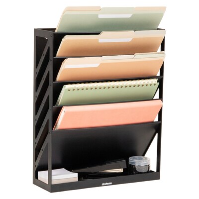 Mind Reader 5-Compartment Plastic Mountable Wall File, Black (WALLANCH-BLK)