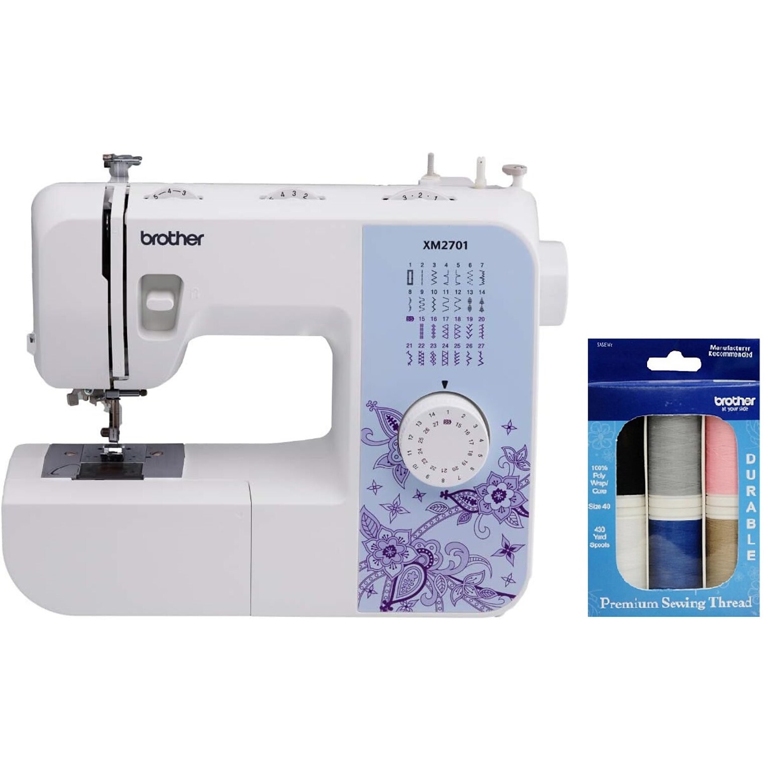 Brother Electronic Sewing Machine with 6-Piece Premium Sewing Thread Pack (XM2701SEW6-STP)