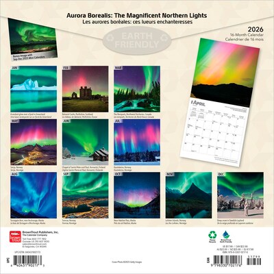 2026 BrownTrout Aurora Borealis 12 x 12 Monthly Wall Calendar (9798330702176)