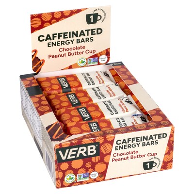 VERB Caffeinated Gluten Free Chocolate Peanut Butter Cup Energy Bar, 0.92 oz., 16/Pack (220-02524)