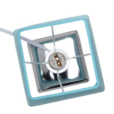 Creekwood Home Square Chrome 9.65" LED Table Lamp, Blue (CWT-1013-BL)