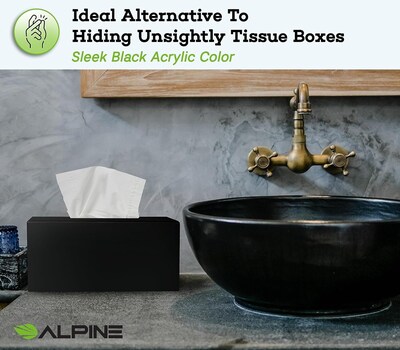 Alpine Industries Black Acrylic Facial Tissue Box Containers, 2/Pack (408-BLK-2PK)