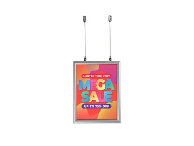 Azar Poster Holder, 8.5 x 11, Vertical, Ceiling, Silver Aluminum (300408)