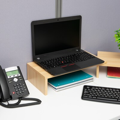 Mind Reader Adjustable Dual Monitor Stand, Up to 44 lbs., Brown (MDFMOND-BRN)