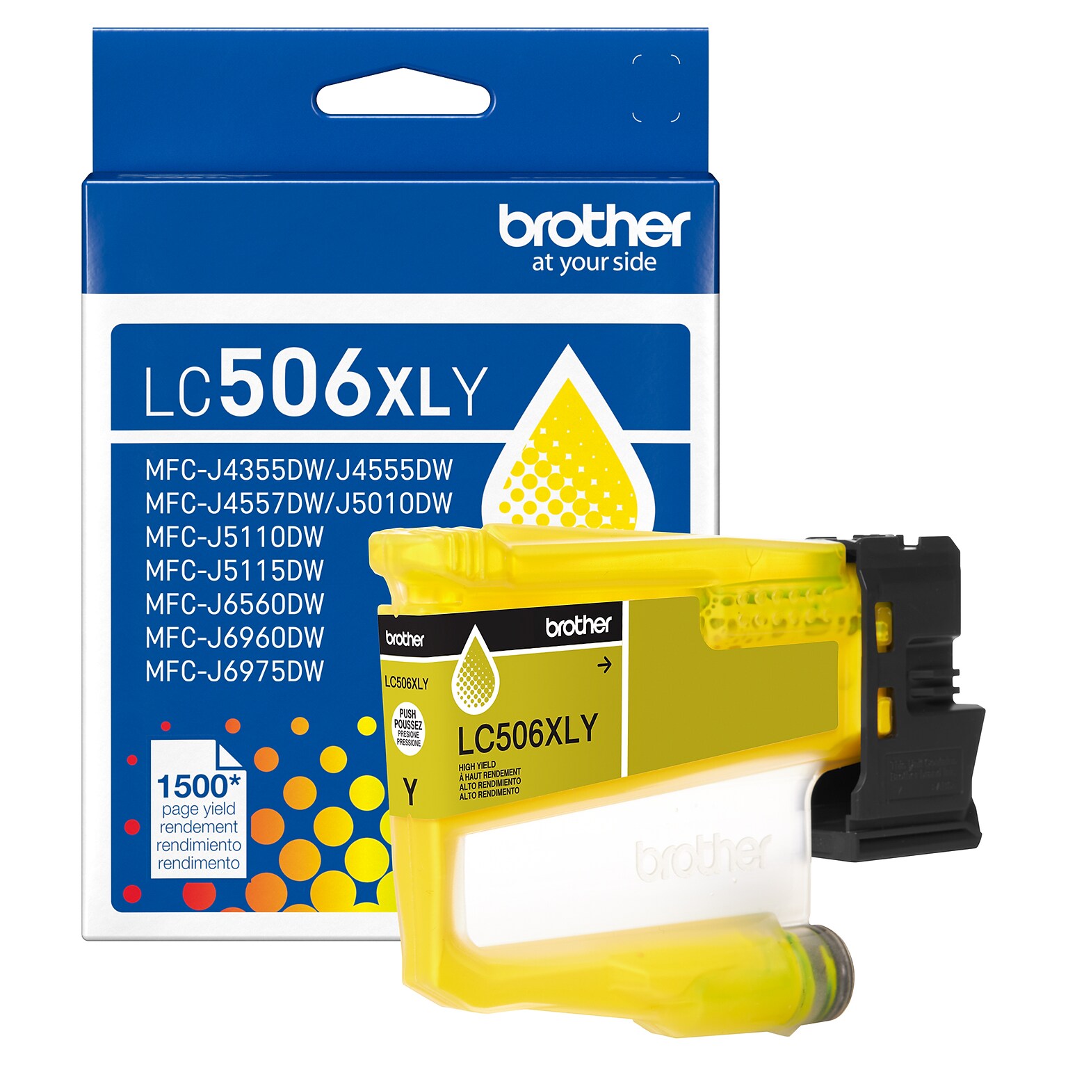 Brother LC506XL Yellow High Yield Ink Cartridge, Prints Up to 1,500 Pages (LC506XLYS)