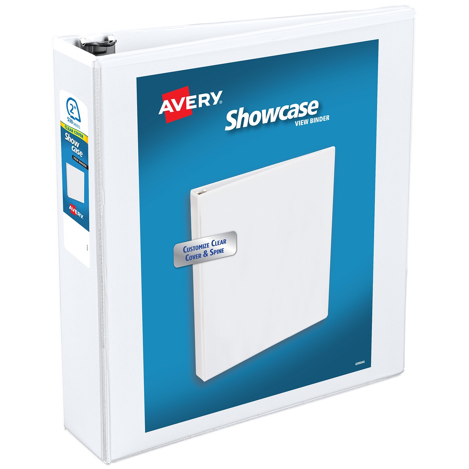 Avery Showcase 2 3-Ring View Binders, Slant Ring, White (19701)