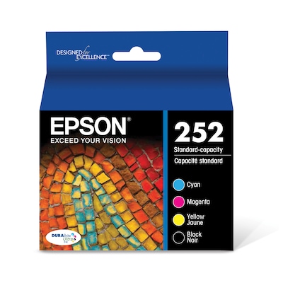 Epson T252 Black/Cyan/Magenta/Yellow Standard Yield Ink Cartridge, 4/Pack (T252120-BCS)