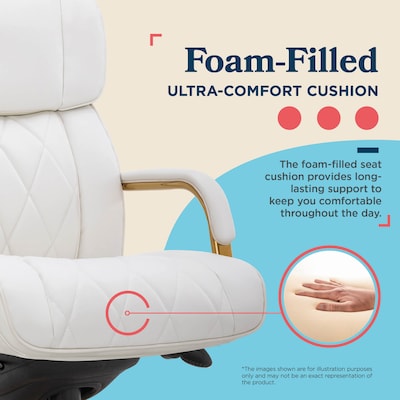 La-Z-Boy Symphony Ergonomic Bonded Leather Swivel Executive Chair, White and Gold (CCHR10013A)