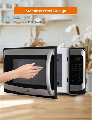 Commercial Chef 1.1 Cu. Ft. Countertop Microwave, Black with Stainless Steel (CHM11MS)