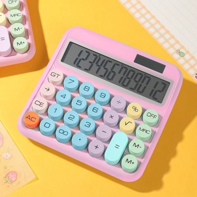SaharaCase 12-Digit Battery/Solar Powered Desktop Calculator, Pink (KB52)