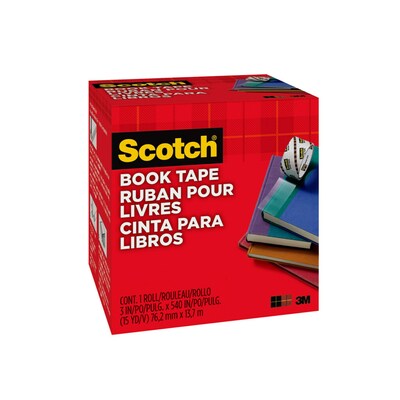 Scotch Book Transparent Clear Tape, 3 x 15 yds., 3 Core, Transparent (845-3)