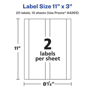 Avery Laser/Inkjet Multipurpose Labels, 3" x ", Glossy White, 20/Pack (94265)