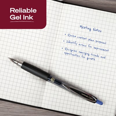 uniball 207 Retractable Gel Pens, Micro Point, 0.5mm, Blue Ink, Dozen (61256)