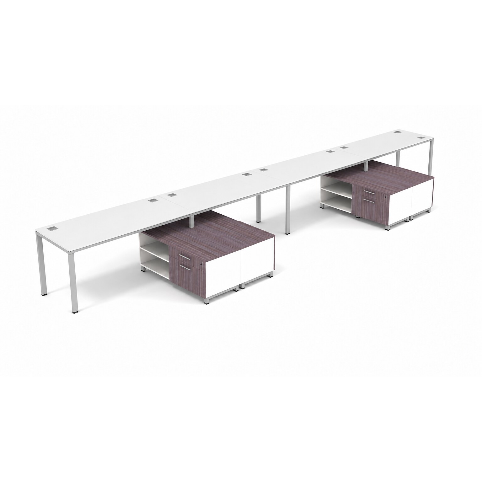 Boss Office Products Simple System 60W Desk with Storage Cabinet, White, 4/Set (SGSD011-201-WT)
