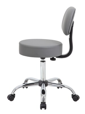 Boss Caressoft Armless Medical Stool with Backrest, Gray (B245-GY)