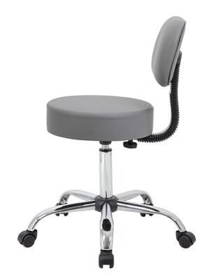 Boss Caressoft Armless Medical Stool w/Back Cushion, Gray (B245-GY)