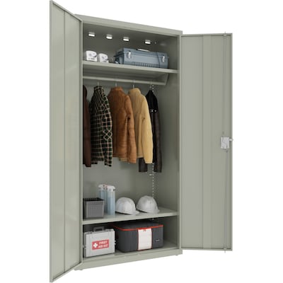 Lorell Fortress Series 72" Steel Wardrobe Storage Cabinet With 2-Shelves, Light Gray (LLR03089)