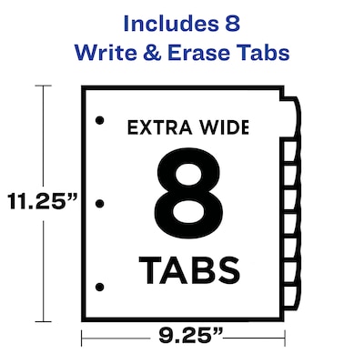 Avery Write & Erase Pocket Plastic Dividers, 8 Tabs, Multicolor (16177)