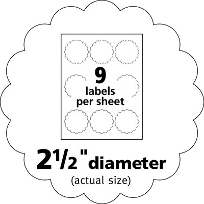 Avery Print-to-the-Edge Laser/Inkjet Labels, 2-1/2" Diameter, Ivory, 9 Labels/Sheet, 8 Sheets/Pack, 72 Labels/Pack (22836)