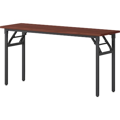 Lorell 60"W x 18"D Folding Training Table, Melamine, Mahogany (LLR60747)