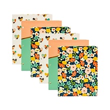 Pukka Pad Carpe Diem Floral Love 3-Hole Punched 2-Pocket Portfolio Folders, Assorted Colors, 6/Pack