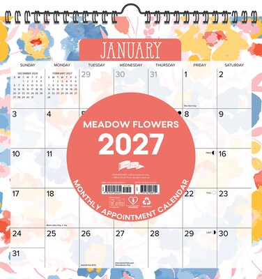 2027 Willow Creek Meadow Flowers 12 x 12 Monthly Wall Calendar, Assorted Colors (65624)