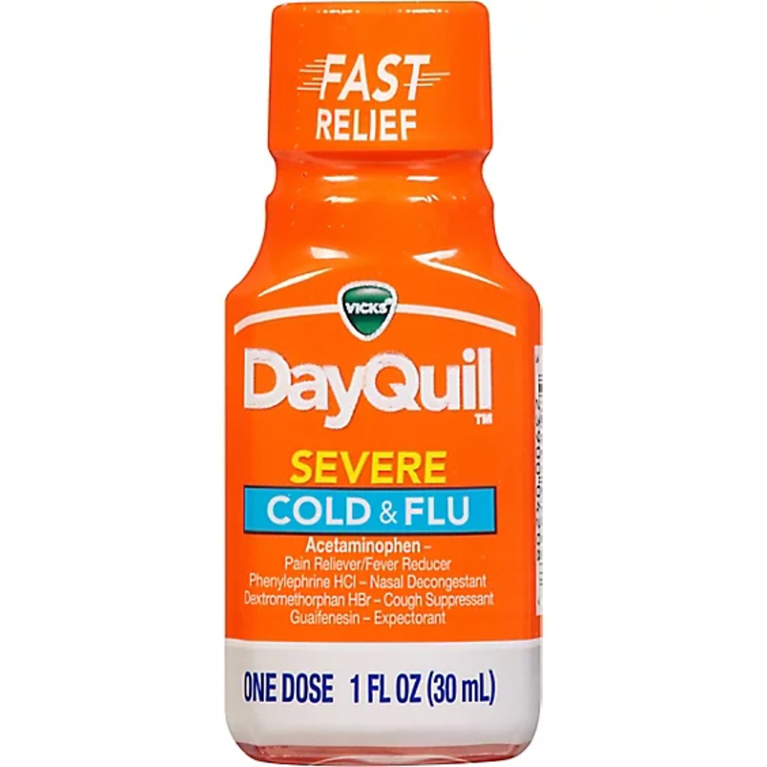 DayQuil Severe Cold & Flu Relief Liquid 1oz Bottle, One Dose (04208)